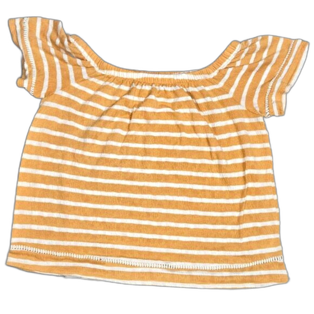 Off the shoulder cropped sleeved striped shirt. Maurices.